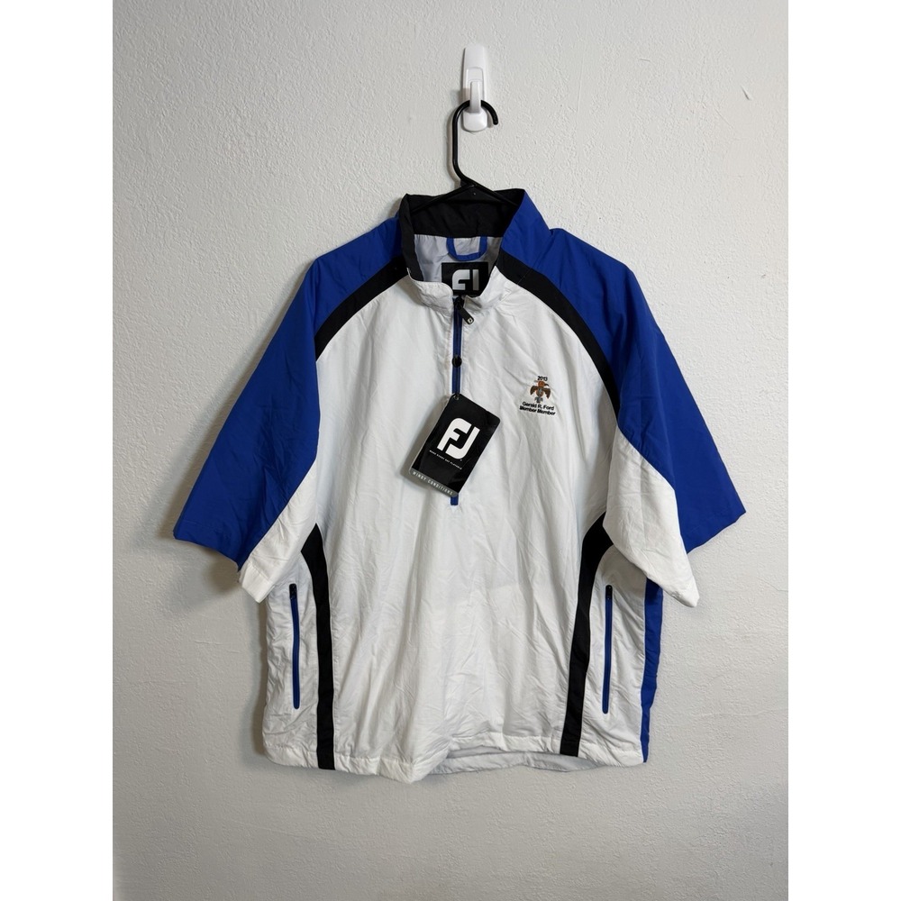 FootJoy Sport Windshirt  Size XL White 1/2 Zip Golf Short Sleeve Windbreaker New